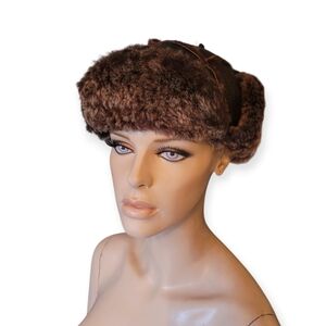 Brown Shearling Fur Trapper Hat Ear Flaps